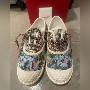 Valentino Garavani Floral Canvas Low-Top Sneakers in Blue, Green, Pink, Tan